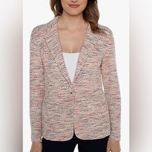 Liverpool Women's Boucle Filted In Lava Flow Boucle One Button LS Blazer Size M